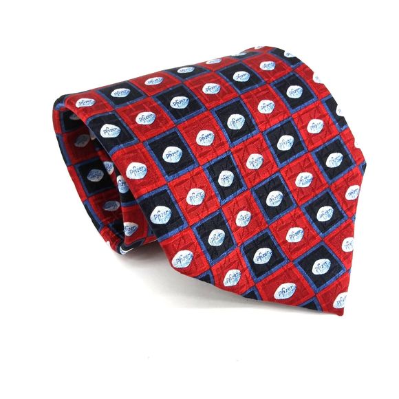 Pfizer Mens Necktie 100% Silk Red Black Tie - 57.75" x 3.75" Made In China